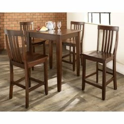 Buy 🔥 Square Crosley 5-Piece Pub High Dining Set With Tapered Leg And School House Stools ✔️ -Kitchen Sales Store scaleCRY119