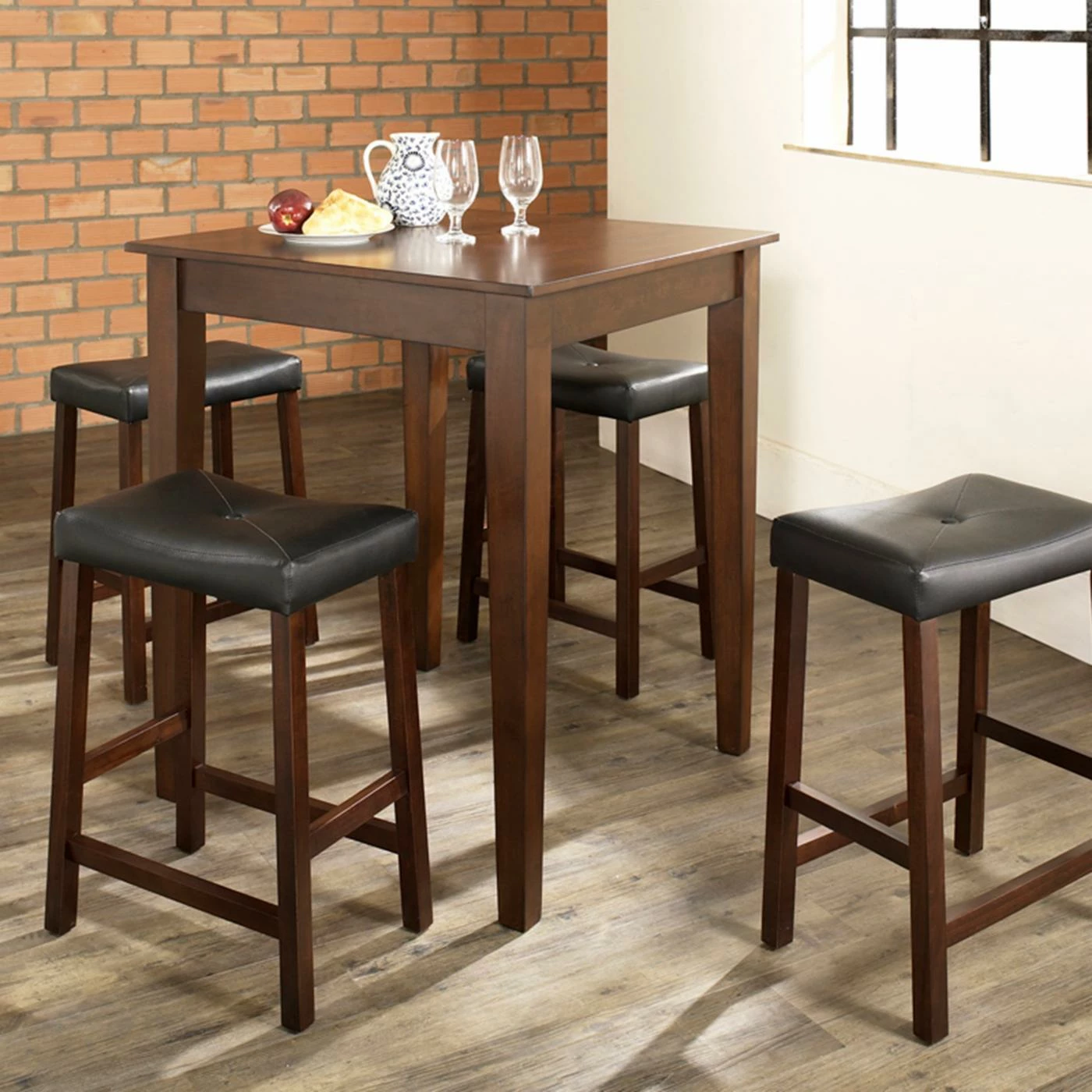 New โญ Square Crosley 5-Piece Pub Dining Set With Tapered Leg And Upholstered Saddle Stools ๐ 7 New โญ Square Crosley 5-Piece Pub Dining Set With Tapered Leg And Upholstered Saddle Stools ๐ - Image 5
