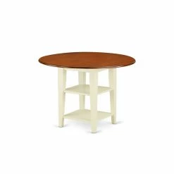 Discount 🌟 Round East West Furniture Sudbury 5 Piece Dual Drop Leaf Dining Table Set With Cross Back Chairs ❤️ -Kitchen Sales Store scaleEASE1447