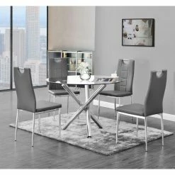 Promo 👏 Round Best Master Furniture Titus 5 Piece Modern Dinette Set - Black ❤️ -Kitchen Sales Store scaleFIRR323