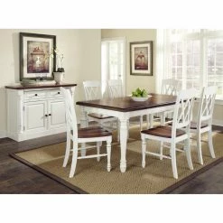 Cheap ✨ Casual Dining Sets Home Styles Monarch 7 Piece Dining Table Set With 6 Double X-Back Chairs - White & Oak 😀 -Kitchen Sales Store scaleHMS1201