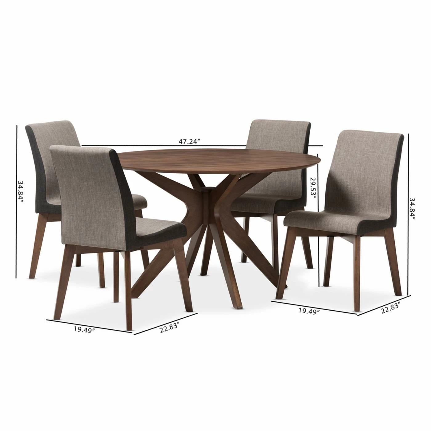 Coupon 😀 Round Baxton Studio Kimberly 5 Piece Dining Set 🌟 7 Coupon 😀 Round Baxton Studio Kimberly 5 Piece Dining Set 🌟 - Image 5