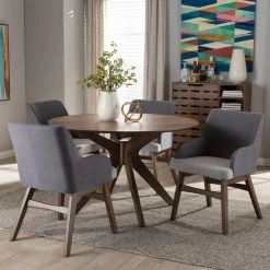 Cheapest 👍 Round HN Home Devey Mid-Century Modern 5 Piece Dining Set 🌟 -Kitchen Sales Store scaleWSI3166