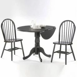 Top 10 🧨 Round International Concepts Hickory Valley Dual Drop Leaf Dining Table With 2 Windsor Chairs 💯 -Kitchen Sales Store scaleWWI262