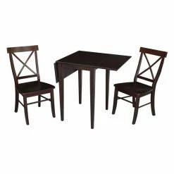 Brand new 😉 Rectangle International Concepts Dual Drop Leaf 3 Piece Dining Table Set With X-Back Chairs 🥰 -Kitchen Sales Store scaleWWI632